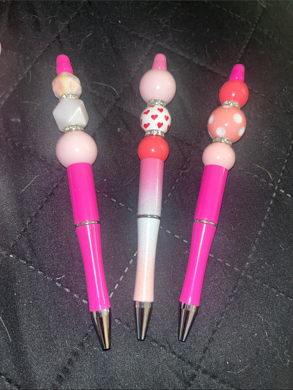 Pink Beaded October Pen Set - Cute Heart & Polka Dot Design Gifts Ideas 43